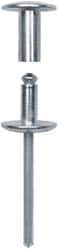 RivetKing - Size 8-46 Dome Head Steel Flush on Both Sides Blind Rivet - Steel Mandrel, 2-5/8" to 2-7/8" Grip, 5/8" Head Diam, 0.255" Min Hole Diam, 2.57" Length Under Head, 1/4" Body Diam - Exact Industrial Supply