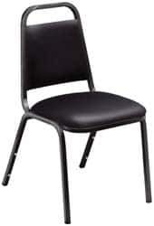 NPS - Vinyl Black Stacking Chair - Black Frame, 17-1/4 Inch Wide x 20 Inch Deep x 33 Inch High - Exact Industrial Supply