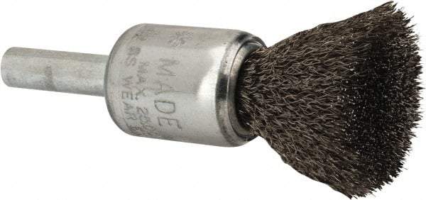 Anderson - 1/2" Brush Diam, Crimped, End Brush - 1/4" Diam Shank, 25,000 Max RPM - Exact Industrial Supply