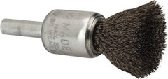 Anderson - 1/2" Brush Diam, Crimped, End Brush - 1/4" Diam Shank, 25,000 Max RPM - Exact Industrial Supply