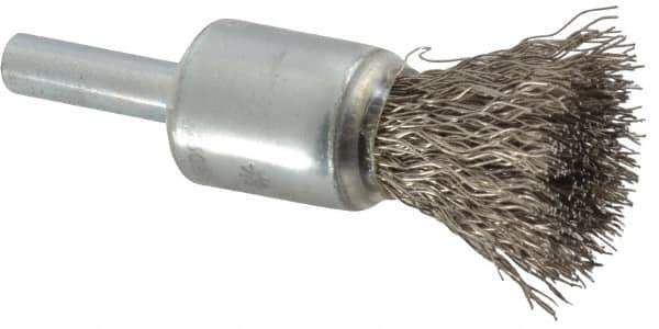 Anderson - 1/2" Brush Diam, Crimped, End Brush - 1/4" Diam Shank, 25,000 Max RPM - Exact Industrial Supply