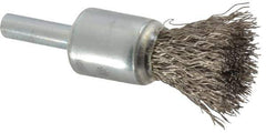 Anderson - 1/2" Brush Diam, Crimped, End Brush - 1/4" Diam Shank, 25,000 Max RPM - Exact Industrial Supply