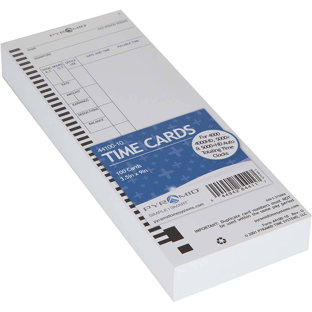 Pyramid - Time Cards & Time Clock Accessories Type: Weekly/Bi-Weekly/Twice Monthly Time Cards For Use With: PTI - M-4000 Time Recorder - Exact Industrial Supply