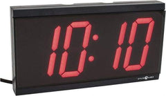 PTI - 4 Inch Diameter, White Face, Digital Wall Clock - LED Display, Black Case, Runs on 115 VAC - Exact Industrial Supply