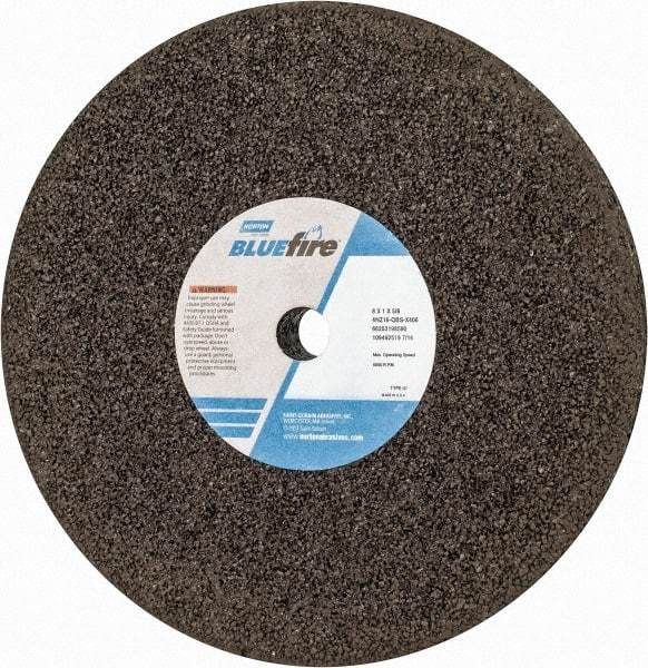 Norton - 8" Diam x 5/8" Hole x 1" Thick, Q Hardness, 16 Grit Surface Grinding Wheel - Zirconia Alumina, Type 1, Very Coarse Grade, 6,000 Max RPM, No Recess - Exact Industrial Supply