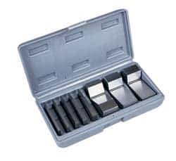 Value Collection - 1 to 30° Angle, 3 Inch Long, Angle Block Set - 45-50 HRC Hardness, Includes 5 Angle Plates 1-5, 3 V-Blocks 10, 15 and 30; 8 Pieces - Exact Industrial Supply