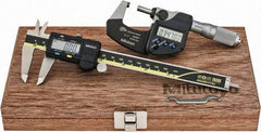 Mitutoyo - 4 Piece, Machinist Caliper and Micrometer Tool Kit - 0 to 6 Inch Caliper, 0 to 1 Inch Micrometer, 0.0001 Inch Graduation - Exact Industrial Supply