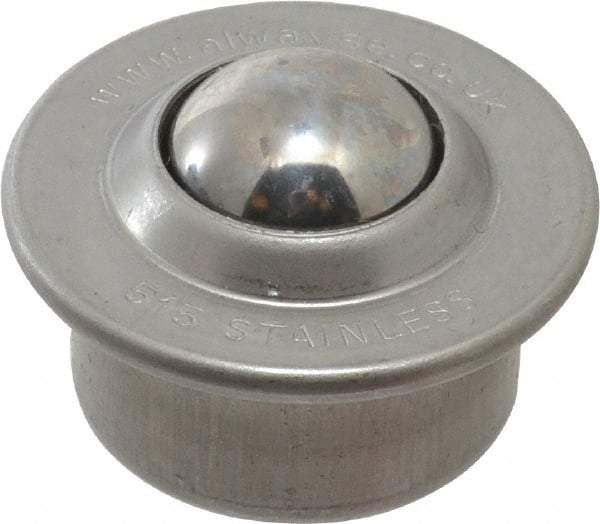 SKF - Round, Stainless Steel Ball Transfer - 9.5mm Mount Height, 77 Lb. Capacity - Exact Industrial Supply