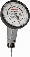 Mitutoyo - 0.016 Inch Range, 0.0001 Inch Dial Graduation, Horizontal Dial Test Indicator - 1.5748 Inch White Dial, 0-4-0 Dial Reading, Accurate to 0.0002 Inch - Exact Industrial Supply