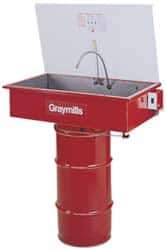 Graymills - Drum Mount Solvent-Based Parts Washer - 20 Gal Max Operating Capacity, Steel Tank, 67-1/8" High x 36" Long x 20" Wide, 115 Input Volts - Exact Industrial Supply