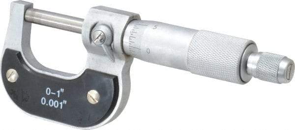Value Collection - 0 to 1" Range, 0.001" Graduation, Mechanical Outside Micrometer - Ratchet Stop Thimble - Exact Industrial Supply