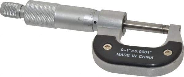 Value Collection - 0 to 1" Range, 0.0001" Graduation, Mechanical Outside Micrometer - Ratchet Stop Thimble - Exact Industrial Supply