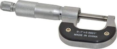 Value Collection - 0 to 1" Range, 0.0001" Graduation, Mechanical Outside Micrometer - Ratchet Stop Thimble - Exact Industrial Supply