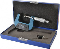 Fowler - 1 to 2 Inch, 0.001 Inch Graduation, Ratchet Stop Thimble, Mechanical Disc Micrometer - 0.00016 Inch Accuracy, 0.787 Inch Disc, 0.256 Inch Spindle - Exact Industrial Supply