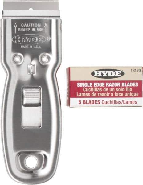 Hyde Tools - Stiff Carbon Steel 1-Edge Scraper Set - 1-1/2" Blade Width - Exact Industrial Supply
