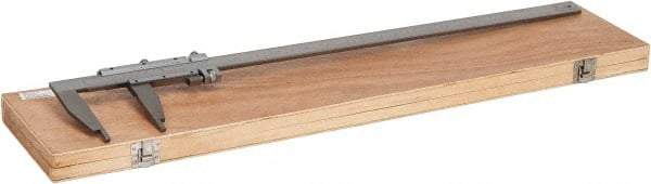 Value Collection - 0 to 24" Stainless Steel Vernier Caliper - 0.02mm Graduation, 4" Jaw Depth, 0.002" Accuracy, Includes Inside Diameter, Outside Diameter - Exact Industrial Supply