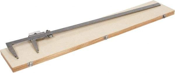 Value Collection - 0 to 40" Stainless Steel Vernier Caliper - 0.02mm Graduation, 5" Jaw Depth, 0.0028" Accuracy, Includes Inside Diameter, Outside Diameter - Exact Industrial Supply