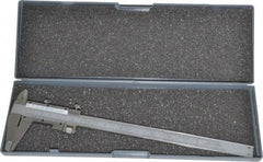 Value Collection - 0 to 8" Stainless Steel Vernier Caliper - 0.02mm Graduation, 1.9685" Jaw Depth, 0.0012" Accuracy, Includes Depth, Inside Diameter, Outside Diameter, Step - Exact Industrial Supply