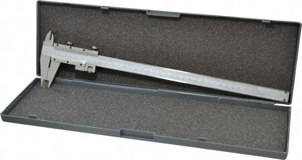 Value Collection - 0 to 12" Stainless Steel Vernier Caliper - 0.02mm Graduation, 3-15/16" Jaw Depth, 0.0016" Accuracy, Includes Depth, Inside Diameter, Outside Diameter, Step - Exact Industrial Supply
