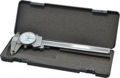 Fowler - 0" to 6" Range, 0.001" Graduation, 0.1" per Revolution, Dial Caliper - White Face, 1.6" Jaw Length - Exact Industrial Supply