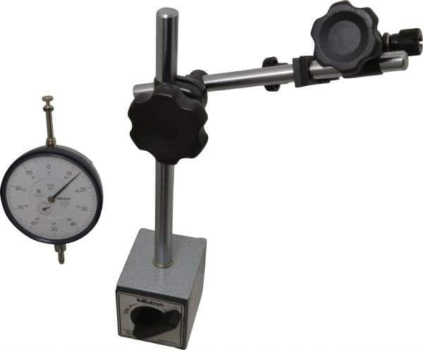 Mitutoyo - 0.001" Graduation, 0-100 Dial Reading, Indicator & Base Kit - 2.97" Dial Diam - Exact Industrial Supply