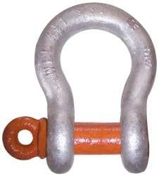 CM - 1-1/8" Nominal Chain Size, 15 Ton Alloy Steel Screw Anchor Shackle - 1-3/8" Diam, 1-1/4" Pin Diam, 1-25/32" Wide Inside Jaw, 2-5/8" Inside Width - Exact Industrial Supply