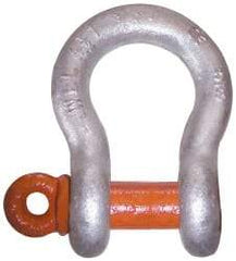 CM - 3/8" Nominal Chain Size, 2 Ton Alloy Steel Screw Anchor Shackle - 17/32" Diam, 7/16" Pin Diam, 21/32" Wide Inside Jaw, 15/16" Inside Width - Exact Industrial Supply