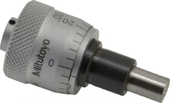 Mitutoyo - 1/4 Inch, 0.79 Inch Thimble, 6.35mm Diameter x 0.3543 Inch Long Spindle, Mechanical Micrometer Head - Exact Industrial Supply