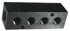 Made in USA - 1/2" Inlet, 1/4" Outlet Manifold - 9-3/4" Long x 1-1/2" Wide x 1-1/2" High, 0.2" Mount Hole, 2 Inlet Ports, 9 Outlet Ports - Exact Industrial Supply