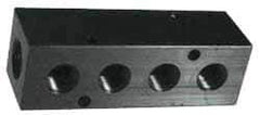 Made in USA - 3/8" Inlet, 1/4" Outlet Manifold - 12-1/4" Long x 1-1/4" Wide x 1-1/4" High, 0.2" Mount Hole, 2 Inlet Ports, 8 Outlet Ports - Exact Industrial Supply