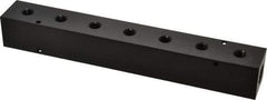 Made in USA - 1/2" Inlet, 1/4" Outlet Manifold - 10-3/4" Long x 1-1/2" Wide x 1-1/2" High, 0.2" Mount Hole, 2 Inlet Ports, 7 Outlet Ports - Exact Industrial Supply