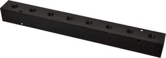 Made in USA - 3/8" Inlet, 1/4" Outlet Manifold - 12-1/4" Long x 1-1/4" Wide x 1-1/4" High, 0.2" Mount Hole, 2 Inlet Ports, 8 Outlet Ports - Exact Industrial Supply