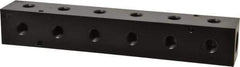 Made in USA - 1/2" Inlet, 1/4" Outlet Manifold - 9-1/4" Long x 1-1/2" Wide x 1-1/2" High, 0.2" Mount Hole, 2 Inlet Ports, 6 Outlet Ports - Exact Industrial Supply