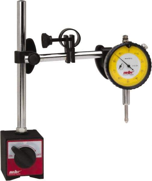 Value Collection - 0.001" Graduation, 0-100 Dial Reading, Indicator & Base Kit - C Holder, 0.001 Inch Graduation, Includes Dial Indicator, Magnetic Base - Exact Industrial Supply