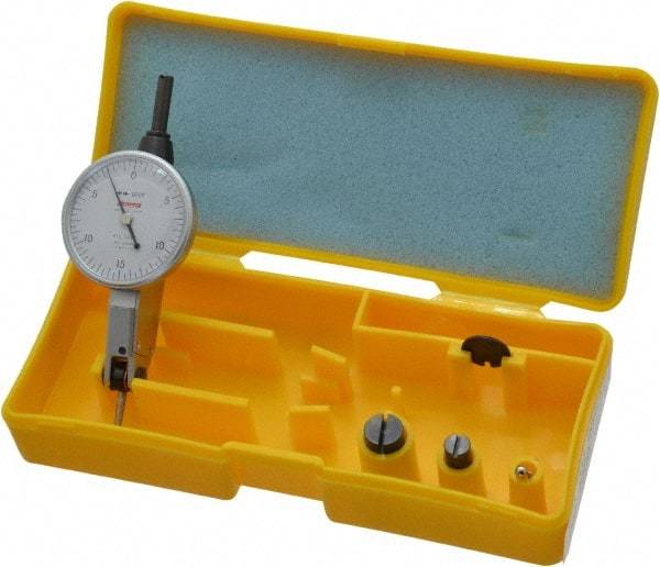 Peacock - 0.03 Inch Range, 0.0005 Inch Dial Graduation, Horizontal Dial Test Indicator - 1-3/8 Inch White Dial, 0-15-0 Dial Reading, Accurate to 0.0005 Inch - Exact Industrial Supply