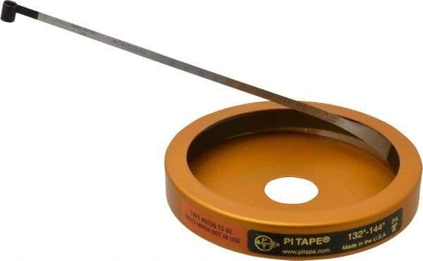 Made in USA - 0.001 Inch Graduation, 132 to 144 Inch Measurement, Spring Steel Diameter Tape Measure - 1/2 Inch Wide, 0.01 Inch Thick - Exact Industrial Supply