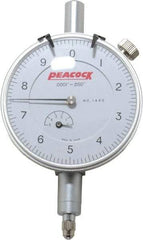 Peacock - 0.05" Range, 0-10 Dial Reading, 0.0001" Graduation Dial Drop Indicator - 2-3/64" Dial, 0.0003" Accuracy, Revolution Counter - Exact Industrial Supply