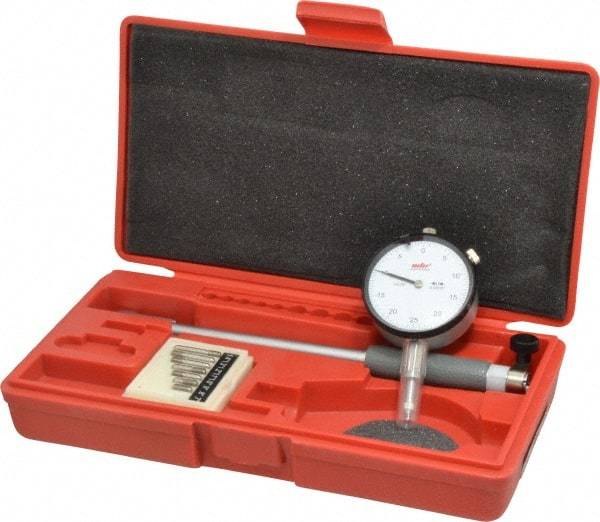Value Collection - 8 Anvil, 0.7 to 1-1/2" Dial Bore Gage - 0.0005" Graduation, 5" Gage Depth - Exact Industrial Supply