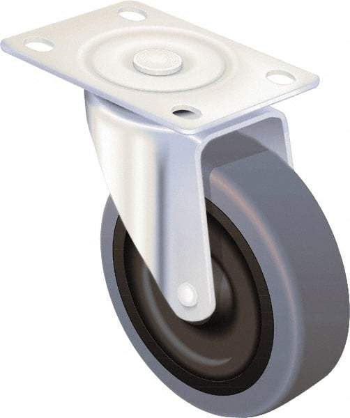 Shepherd - 5" Diam x 15/16" Wide x 5-3/4" OAH Stem Mount Swivel Caster - Soft Rubber, 135 Lb Capacity, Nylon Bearing, 1/2-13 x 1-1/2" Threaded Stem - Exact Industrial Supply