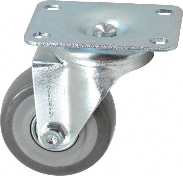 Shepherd - 3" Diam x 1-1/4" Wide x 4-1/4" OAH Top Plate Mount Swivel Caster - Polyurethane, 185 Lb Capacity, Ball Bearing, 2-5/8 x 3-3/4" Plate - Exact Industrial Supply
