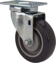 Shepherd - 4" Diam x 1-1/4" Wide x 5-1/4" OAH Top Plate Mount Swivel Caster - Polyurethane, 200 Lb Capacity, Ball Bearing, 2-5/8 x 3-3/4" Plate - Exact Industrial Supply