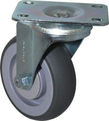 Shepherd - 4" Diam x 1-1/4" Wide x 5-1/4" OAH Top Plate Mount Swivel Caster - TPR, 185 Lb Capacity, Ball Bearing, 2-5/8 x 3-3/4" Plate - Exact Industrial Supply