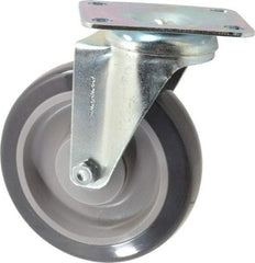 Shepherd - 5" Diam x 1-1/4" Wide x 6-1/4" OAH Top Plate Mount Swivel Caster - Polyurethane, 225 Lb Capacity, Ball Bearing, 2-5/8 x 3-3/4" Plate - Exact Industrial Supply