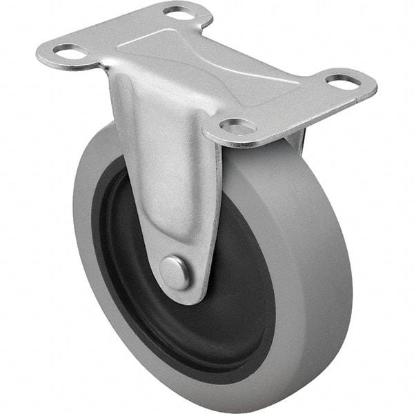 Shepherd - 3" Diam x 13/16" Wide x 3-1/2" OAH Top Plate Mount Rigid Caster - TPR, 110 Lb Capacity, Nylon Bearing, 2-5/8 x 3-3/4" Plate - Exact Industrial Supply