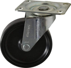 Shepherd - 4" Diam x 15/16" Wide x 4-3/4" OAH Top Plate Mount Swivel Caster - Polyolefin, 150 Lb Capacity, Plain Bearing, 2-5/8 x 3-3/4" Plate - Exact Industrial Supply