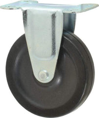 Shepherd - 4" Diam x 15/16" Wide x 4-3/4" OAH Top Plate Mount Rigid Caster - Soft Rubber, 125 Lb Capacity, Nylon Bearing, 2-5/8 x 3-3/4" Plate - Exact Industrial Supply