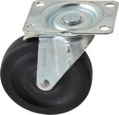 Shepherd - 4" Diam x 15/16" Wide x 4-3/4" OAH Top Plate Mount Swivel Caster with Brake - Hard Rubber, 150 Lb Capacity, Nylon Bearing, 2-5/8 x 3-3/4" Plate - Exact Industrial Supply