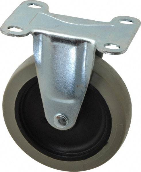 Shepherd - 4" Diam x 15/16" Wide x 4-3/4" OAH Top Plate Mount Rigid Caster - Polyurethane, 150 Lb Capacity, Plain Bearing, 2-5/8 x 3-3/4" Plate - Exact Industrial Supply