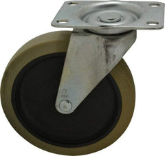 Shepherd - 5" Diam x 15/16" Wide x 5-3/4" OAH Top Plate Mount Swivel Caster - Polyurethane, 160 Lb Capacity, Plain Bearing, 2-5/8 x 3-3/4" Plate - Exact Industrial Supply