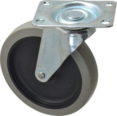 Shepherd - 5" Diam x 15/16" Wide x 5-3/4" OAH Top Plate Mount Swivel Caster with Brake - Polyurethane, 160 Lb Capacity, Plain Bearing, 2-5/8 x 3-3/4" Plate - Exact Industrial Supply
